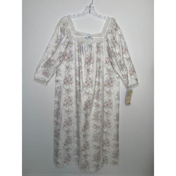 NWT vintage Lanz of Salzburg 100% cotton floral lace trim nightgown, USA large - Picture 13 of 16